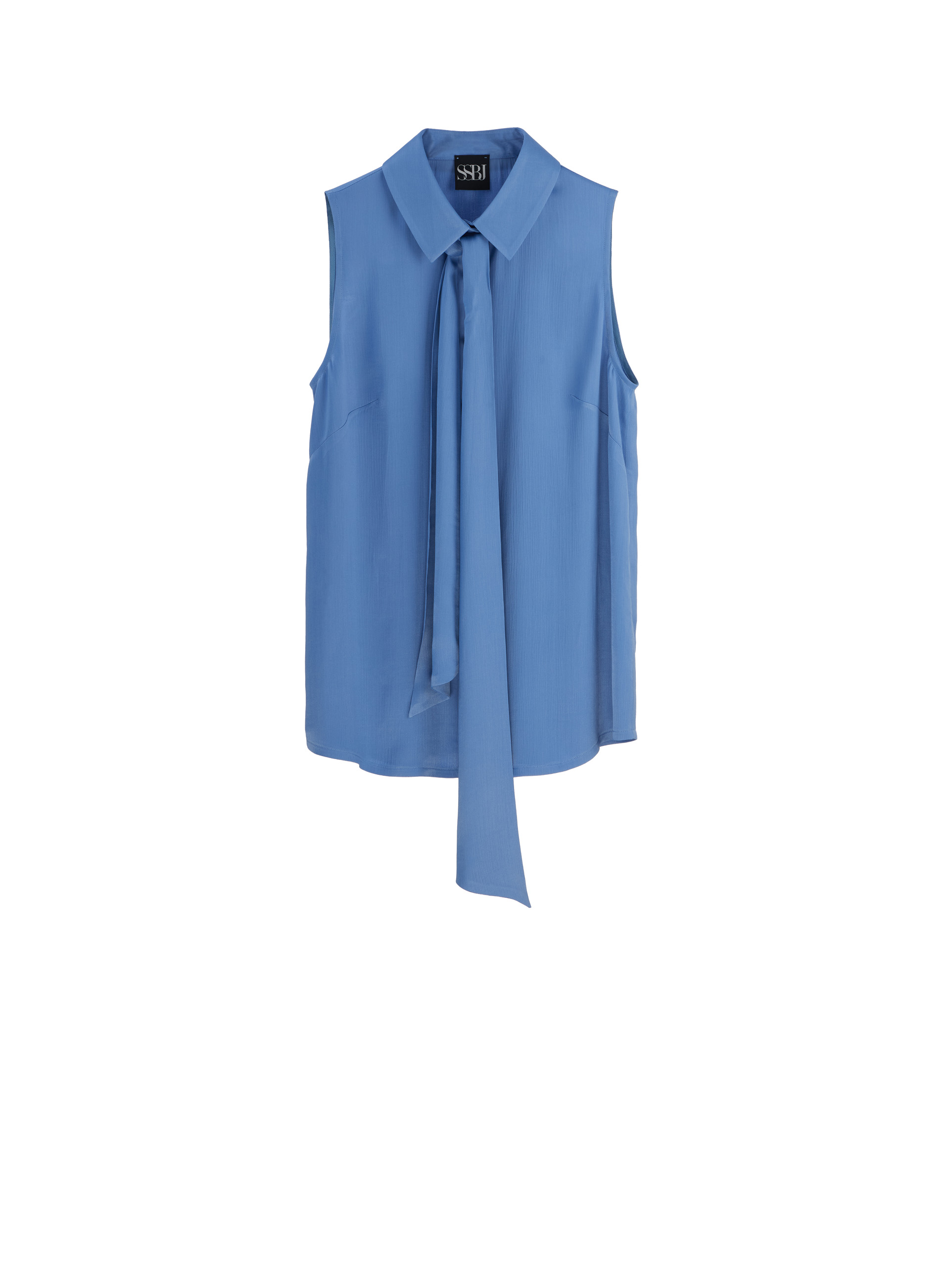 muted blue sleeveless bow blouse &bull; Sassa Björg