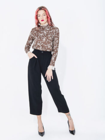black pleated pants light crepe georgette • Sassa Björg