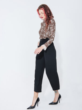 black pleated pants light crepe georgette side • Sassa Björg