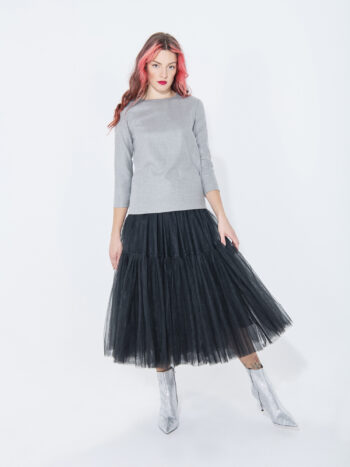 black swan tulle skirt grey blouse &bull; Sassa Björg