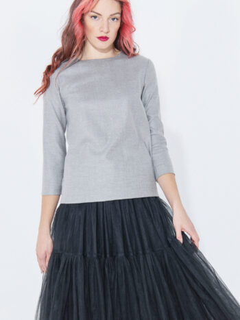 gray minimal blouse with zipper • Sassa Björg
