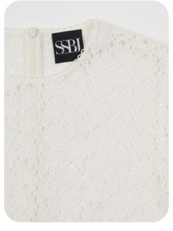 off white floral lace crop top short sleeve fabric &bull; Sassa Björg