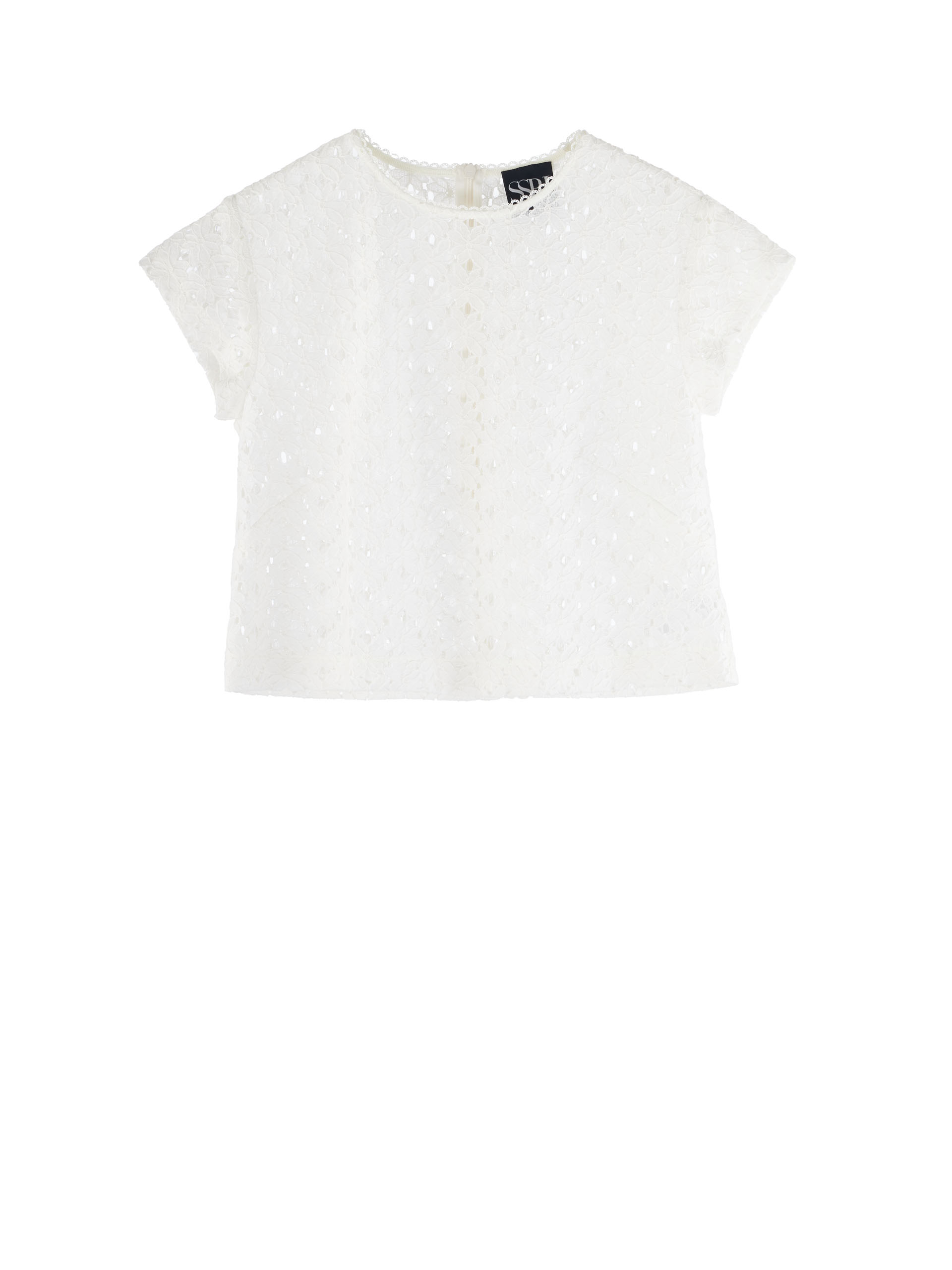 off white floral lace crop top short sleeve &bull; Sassa Björg
