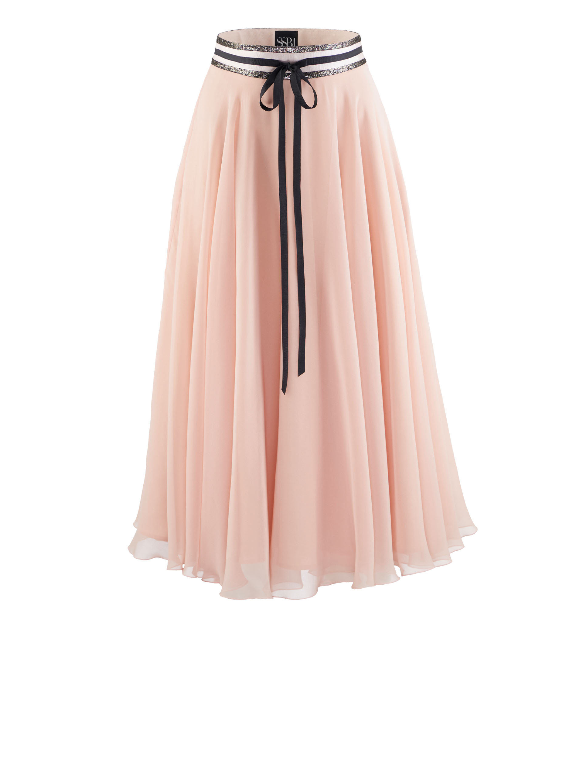 blush pink full circle chiffon midi skirt &bull; Sassa Björg