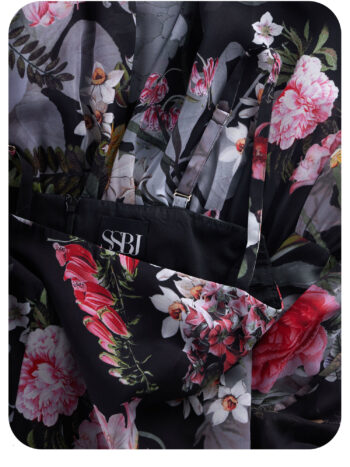 Floral tiered midi dress with adjustable straps and a waist-fitted silhouette